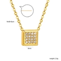 Detail of 18k gold square zircon pendant with necklace length and weight measurements - Square Style (NE2E160AG)