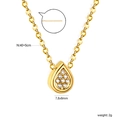 Detail of 18k gold plated teardrop pendant with white cubic zirconia and cross chain dimensions - Waterdrop Style (NE2E180AG)