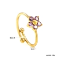 Détails de la bague en acier inoxydable plaqué or 18 carats avec fleur en zircon violet - Fleur Or Zirconia Violet (RI1503C8G)