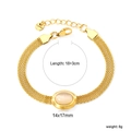 Goldenes Edelstahl-Mesh-Armband mit poliertem Tigerauge-Stein und Karabinerverschluss - Milchweißes Katzenaugen-Armband (BR27390AG)