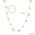 Detail view of 40+5cm adjustable gold stainless steel chain with colorful gravel stones - Mixed Multicolor Chip Stone Style (NE2I360MG)