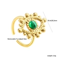 Retro stainless steel evil eye ring with green stone and adjustable open band design - Evil Eye Malachite Pattern Style (RI1513J8G)