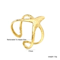 Anello a stella marina regolabile in oro 18k con texture dettagliata, diametro 17mm - Anello Regolabile Aperto Doppio Anello Stella Marina (Misura 8-RI157708G)