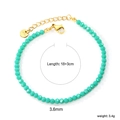 Bracciale con perline turchesi in acciaio inossidabile dorato con catena da 18+3cm - Stile Turchese (BR28080JG)