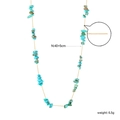 Boheemse gouden ketting met turkooisstenen en een verstelbare lengte van 40+5 cm - Grote Turkoois Steen Stijl(NE2E080KG)