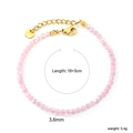 Bracciale di perle rosa in acciaio inossidabile con chiusura a moschettone dorata e catena - Stile Rosa Tenue (BR28080FG)