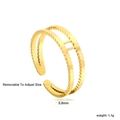 Détail de la bague double rangée en acier plaqué or 18k avec mesures de taille - Style de Cadre Parallèle à Double Rangée (RI155301G)