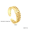 Bague ajustable dorée en acier inoxydable à double couche avec texture chaîne et détail rond - Style de Chaîne à Double Couche Reliée par un Cercle (RI156001G)