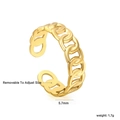 Détail de la bague ajustable maillon de chaîne en or 18 carats avec largeur de 5,7mm - Style de Chaîne à Maillons Plats (RI155201G)