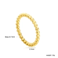 Bague en acier inoxydable plaqué or 18 carats avec billes de 2,1 mm au style minimaliste - US 6 / Style Série de Perles Bulle (Taille 6 RI153606G)