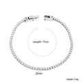 Silver tennis bracelet with 2mm round zircon stones and 17cm length for women - Silver Clear Round Style (BR26832AS)