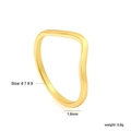 Bague ouverte ondulée plaquée or 18 carats avec spécifications de taille et largeur de 1,6 mm - US 6 / Style Minimaliste à Ligne Ondulée (Taille 6 RI153406G)