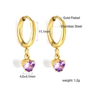 Boucles d'oreilles créoles en acier doré avec pendentif cœur en zircone violette - Cœur Violet Or (EA57130CG)