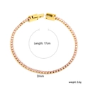2mm gold tennis bracelet with pink cubic zirconia, 17cm length and fold-over clasp - Gold Pink Round Style (BR26832FG)