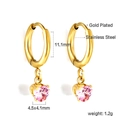 Créoles élégantes en acier inoxydable doré 18 carats avec pendentif coeur en zircon rose - Cœur Rose Or (EA57130FG)
