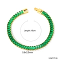 Bracelet tennis élégant en acier inoxydable plaqué or 18k avec pierres rectangulaires - Bracelet tennis à pierres vertes rectangulaires dorées (BR27060JG)