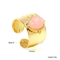 Detail view of pink oval stone ring with size 8 and 15.2mm width measurements - Pink Gemstone Woven Texture Style (RI1484A8G)