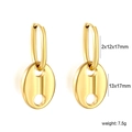 Golden stainless steel pig nose hoop earrings with polished mirror finish for women - Gold Pig Nose Coffee Bean Drop Earrings (EA5B9501G)