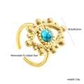 Macro view of gold adjustable Evil Eye ring featuring blue turquoise and bead texture - Evil Eye Turquoise Style (RI1513K8G)