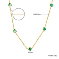 Goldene Smaragd-Herz-Halskette mit fünf grünen Steinen, 40+5cm zierliche Kette - Herz Grüner Edelstein Gold Stil (NE2E770JG)