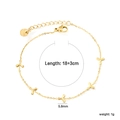 18K gold plated stainless steel bracelet featuring five clover charms on thin chain - Clover Style (BR282601G)
