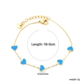 Bracciale a cuore in acciaio dorato con cinque ciondoli a cuore in smalto azzurro - Stile Smalto Blu (BR28390KG)