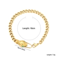 18K gold plated stainless steel snake head bracelet with green zircon eyes 18cm long - Snake Head Curb Chain Bracelet (BR27180JG)