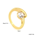 Anello in acciaio inossidabile placcato oro 18K con zircone rotondo da 10mm - US 6 / Stile Tondo a Semivetta (RI1529A6-8G)