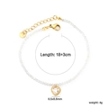 Beaded heart bracelet with clear zircon pendant and golden stainless steel chain - Transparent White Style (BR28110AG)