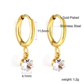 Boucles d'oreilles créoles plaquées or en acier inoxydable avec zircons de 4,1 mm - Rond Transparent Or (EA57140AG)