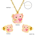 Detailed size specifications for pink axolotl necklace and earrings jewelry set - Gold Axolotl Style (SE262101G)