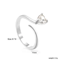 Bague cœur minimaliste en acier inoxydable 18K avec zircon et design ouvert de 11 mm - US 6 / Style Coeur à Enveloppement en Spirale (RI1528A6-8S)