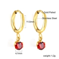 Boucles d'oreilles créoles dorées en acier inoxydable avec zircons rouges ronds - Rond Rouge Or (EA57140EG)