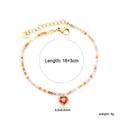 Beaded heart charm bracelet with colorful beads and red zircon in gold finish - Mixed Color Style (BR28110EG)