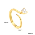 Bague ouverte coeur en zircone cubique plaquée or 18 carats avec guide des tailles - US 6 / Style Coeur à Enveloppement en Spirale (RI1528A6-8G)