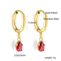 Boucles d'oreilles créoles en acier doré 18k avec cristaux rouges en forme de goutte - Goutte Rouge Or (EA57110EG)