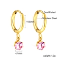 Boucles d'oreilles créoles en acier doré 18k avec breloque en zircone rose - Rond Rose Or (EA57140FG)