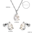 Detailed view of water drop necklace and earrings set with 40+5cm chain size specs - Teardrop Zirconia Style (SE26270AS)
