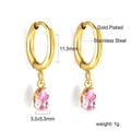 Boucles d'oreilles créoles en acier doré 18 carats avec pampilles en zircon rose - Goutte Rose Or (EA57110FG)