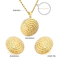 Golden 18K necklace and earrings set with 26.8mm textured spherical studs - Gold Dome Scale Textured Jewelry Set (SE263001G)
