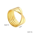 Anello multistrato a onde intrecciate in acciaio inossidabile placcato oro 18K testurizzato - US 6 / Oro (RI157906-8G)