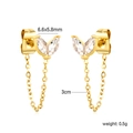 Elegante goldene Quastenohrringe mit Marquise-Zirkonia und feiner Kettenfranse - Goldblatt Quasten Stil (EA5C130AG)