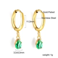 Boucles d'oreilles créoles dorées en acier inoxydable avec zircons verts poire - Goutte Verte Or (EA57110JG)