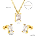 Gold-plated stainless steel jewelry set with 5x7mm rectangular cubic zirconia accents - Gold Rectangle Style (SE26290AG)