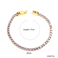 Elegant gold plated tennis bracelet with 3mm purple cubic zirconia stones 17cm - Gold Purple Round Style (BR26833CG)