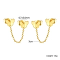 Elegantes pendientes de mariposa dorados con cadenas finas de acero inoxidable - Estilo de Doble Perforación de Mariposa Dorada (EA5B9001G) / Dorado