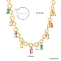 Collana a fiori dorati con zirconi rettangolari colorati lunghezza 40+5cm - Stile Pietra Rettangolare Multicolore(NE2E710MG)