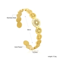 Détail du bracelet en acier inoxydable doré avec disques gravés motif soleil - Style Maillon Disque Rond Or (BR924701G)