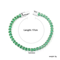 Detail view of silver tennis bracelet with green oval stones and 17cm size specs - 17cm/5g / Silver (BR26820JS)