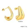 Orecchini a C irregolari in oro 18K 13x23mm stile a goccia spessa da donna alla moda - Stile C a Goccia d'Acqua Lucido Minimalista (EA334401G)